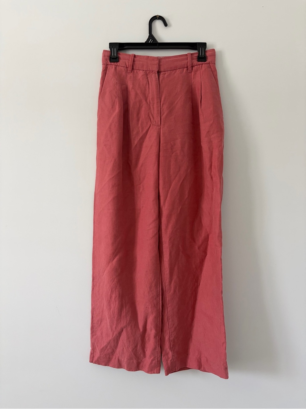 Aritzia Wilfred The Effortless Linen Cropped Wide Leg Pant Warm Sienna Red 2